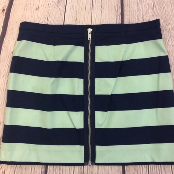 NWOT GAP Navy & Mint Striped Zip Skirt - Picture 4 of 5